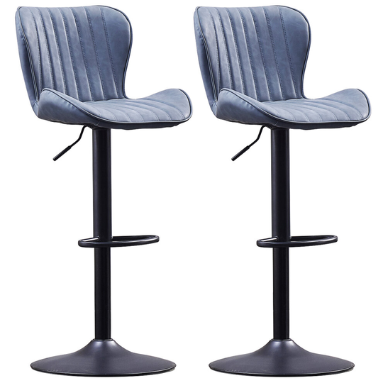 (Pu Blue) 2PCS Swivel Bar Chairs for Kitchen Bar Stools