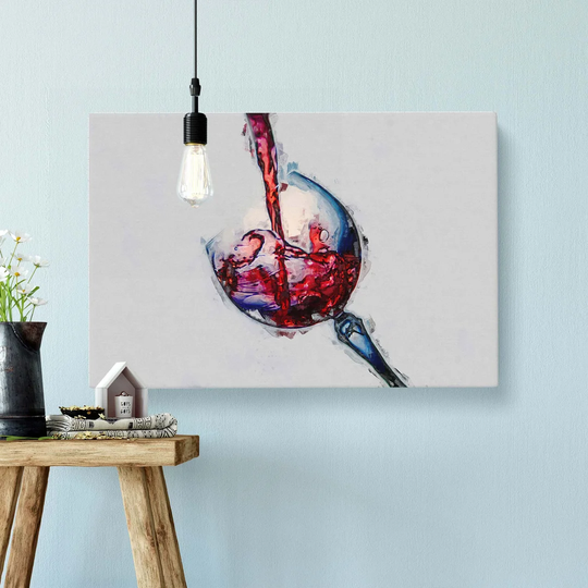 Tilted Wine Glass in Abstract - Wrapped Canvas Painting Print