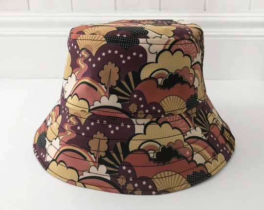Handmade Bucket Hat, 70's Print Brown Fishing Small Xl Hat
