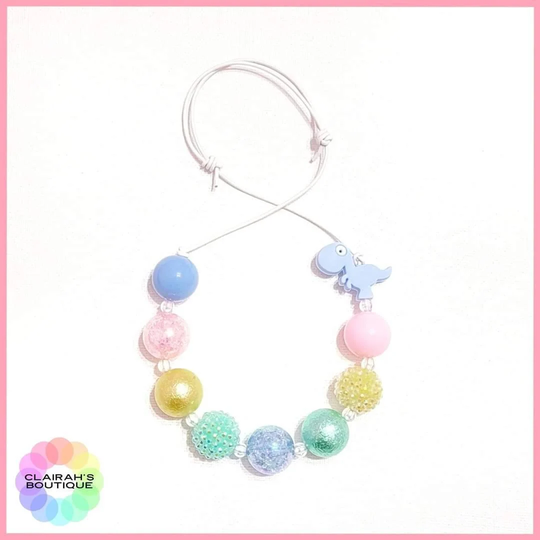 Pastel Dino Adjustable Bubblegum Necklace