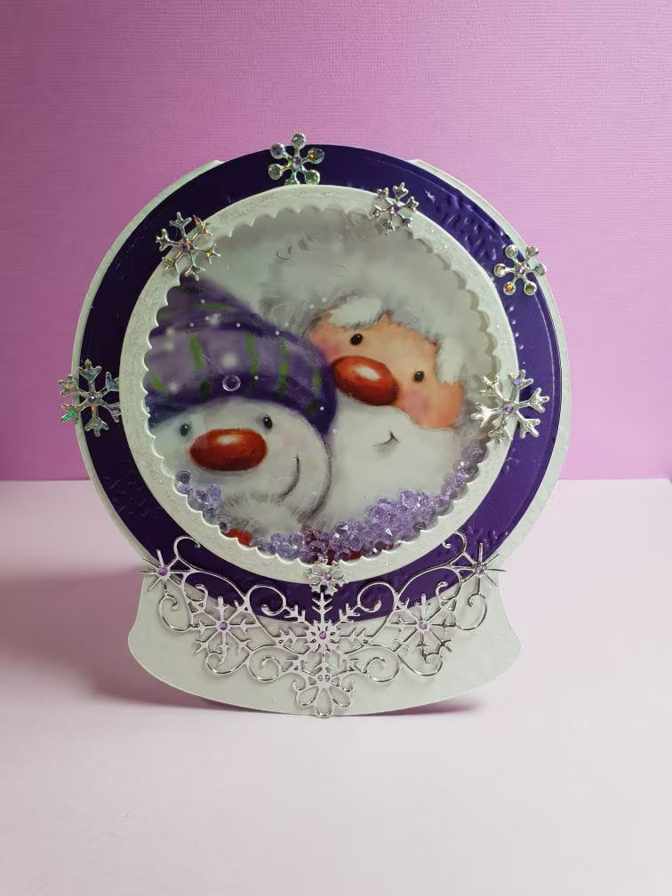 Beautiful Sanda & Snowman Christmas Shaker Snow Globe Card