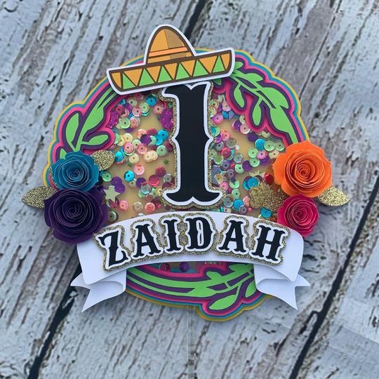 Fiesta Birthday Shaker Cake Topper, Party Topper