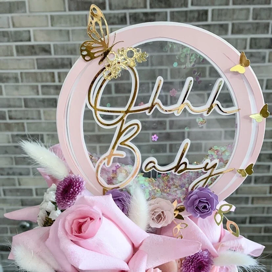 Baby Girl Cake Topper, Custom Shower Oh Party Decor, Gender Reveal Welcome Topper