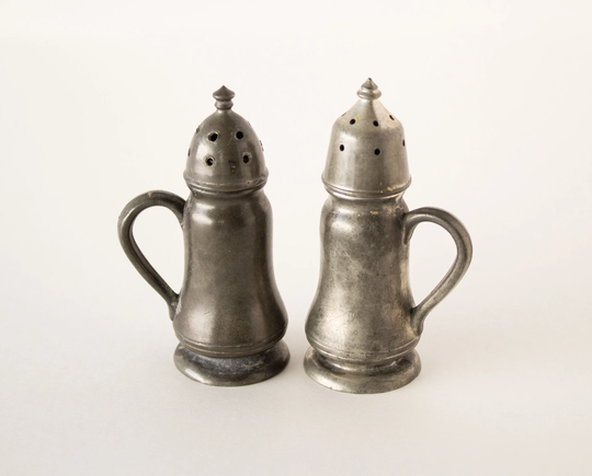 Salt & Pepper Shakers Pewter Vintage 1950S