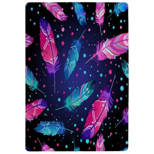 Howe Painted Bird Feathers Designer Shaggy Blue/Pink Rug