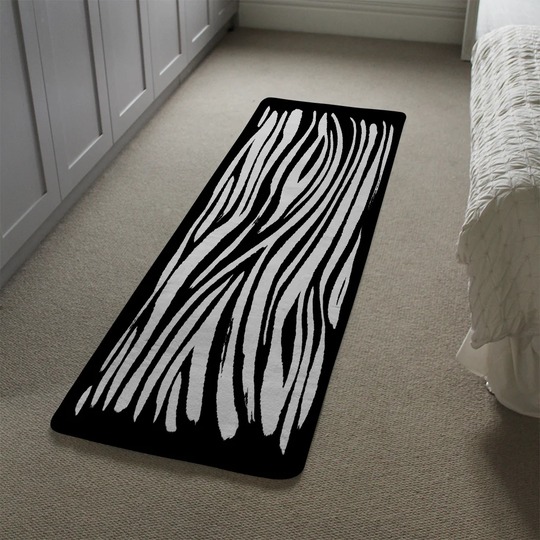 Korn Zebra Designer Shaggy White/Black Rug