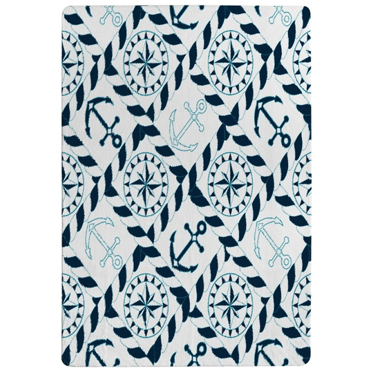Palladino Nautical Elements Designer Shaggy Black/Green/White Rug