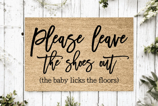 Please Leave The Shoes Out | Housewarming Gift Wedding Custom Doormat Personalized Welcome Mat Closing Front Door