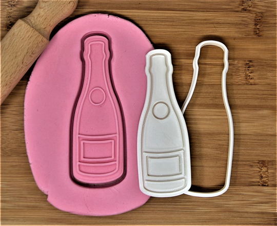 Champagne Bottle Cookie Cutter + Stamp/Debosser