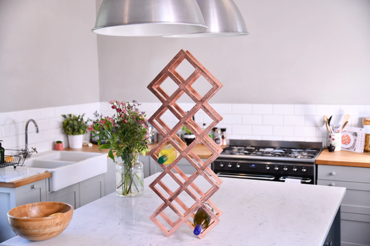 Copper Geometric Grid Wine Rack/ Kitchen Accessories, Storage, Dinner Party, Stylish Bottle Gift Idea, Holders