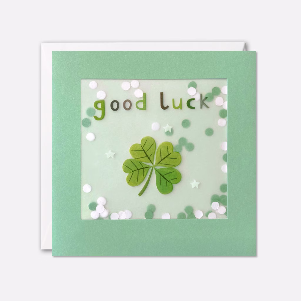 Clover Good Luck Card With Paper Confetti - Shakies By James Ellis