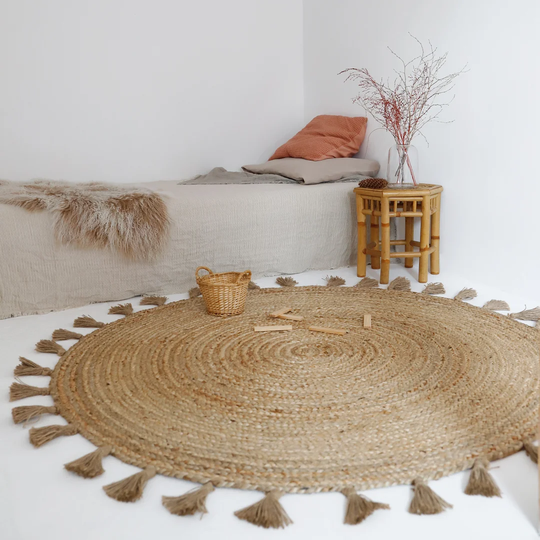 Glaser Handmade Braided Light Brown Rug