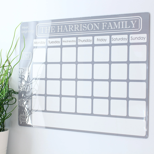 Personalised Family Planner, Dry Erase Organiser, Weekly Wall Planner Notice Memo Board