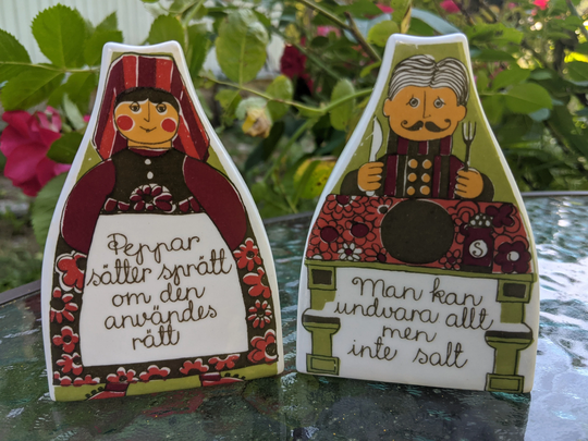 Figgjo Folklore Pattern Salt & Pepper Shaker Canister Cellar Pair By Turi Gramstad Oliver