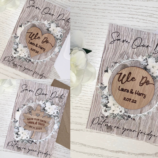 Wooden Save The Date Magnet & Card