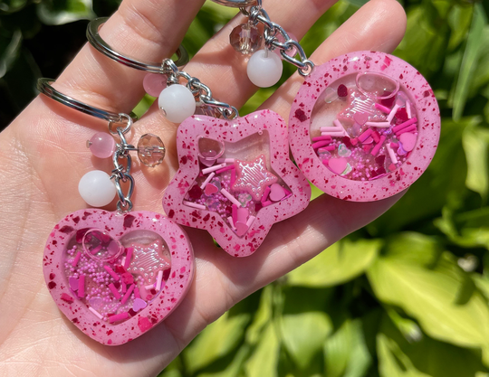 Raspberry Milk Chocolate Liquid Mini Shaker Keychain - Handmade Ooak Kawaii Accessories