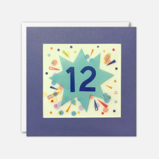 Age 12 Star Birthday Card With Paper Confetti - Shakies By James Ellis