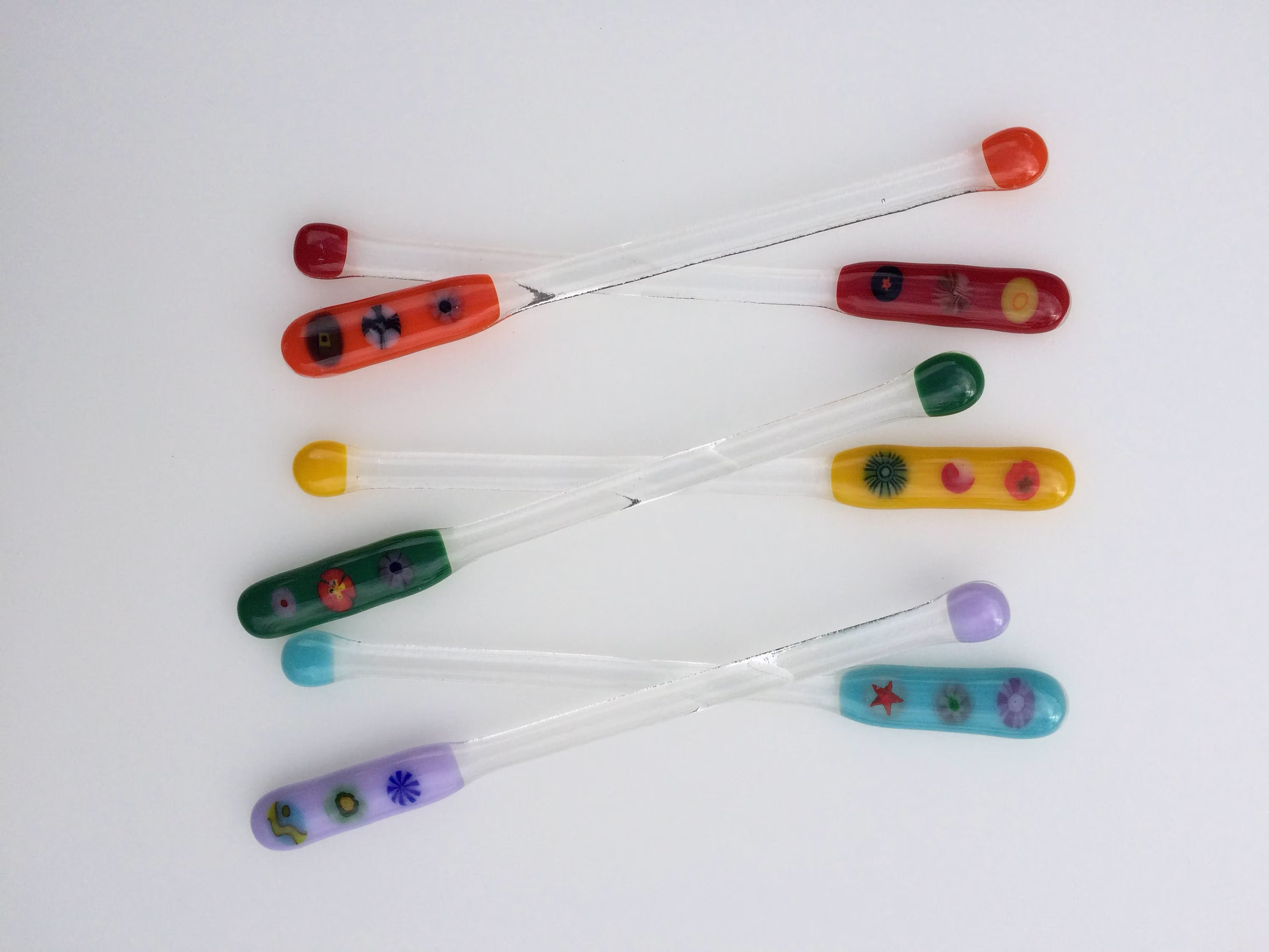 Millefiori Fused Glass Swizzle Sticks/ Cocktail Stirrers