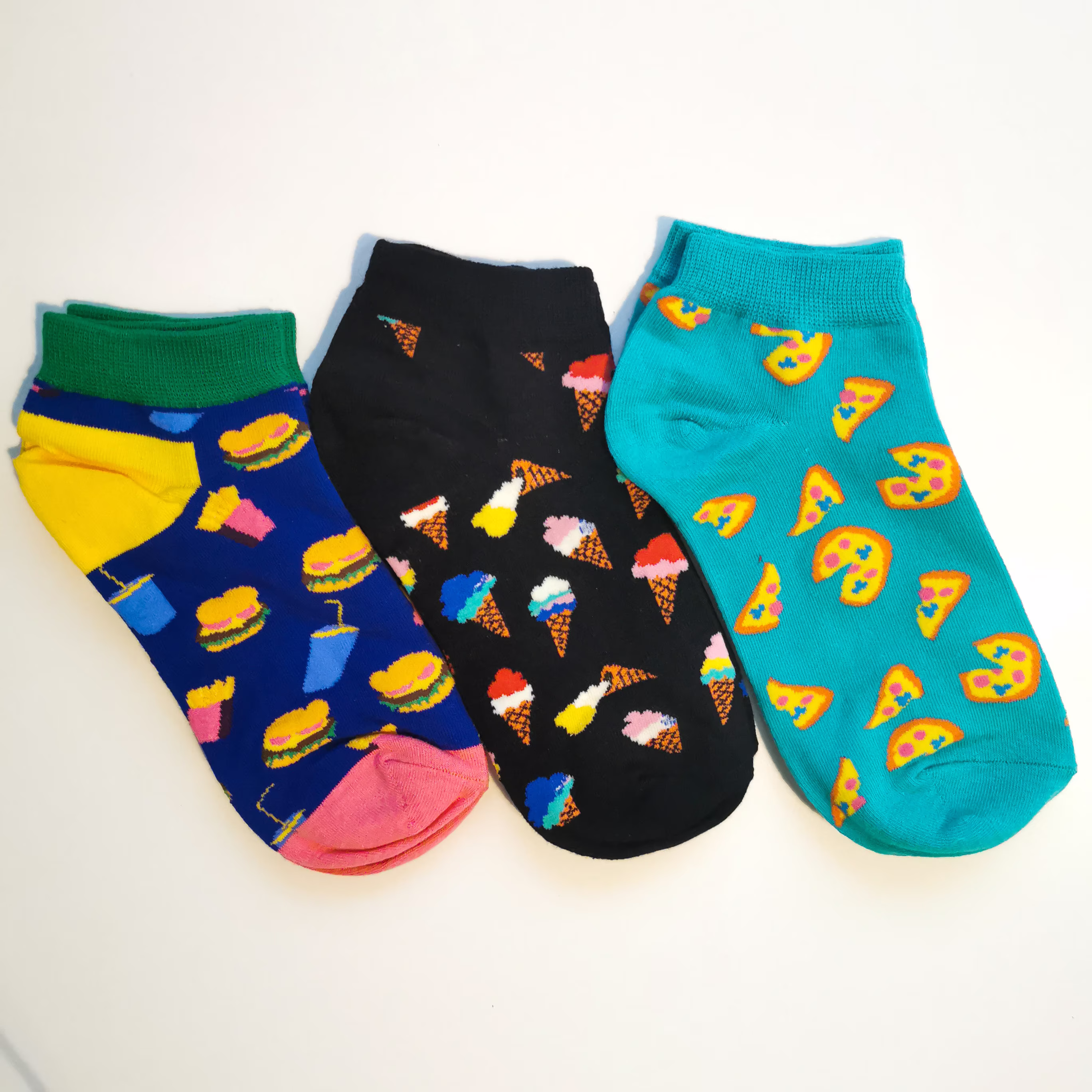 Fast Food Socks | Burgers, Chips, Fries, Shake, Ice Cream, Pizza Mcdonald's, Hut, Dairy Queen Bright, Fun