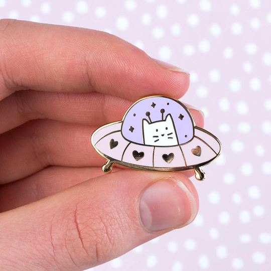 Cat Enamel Pin Ufo