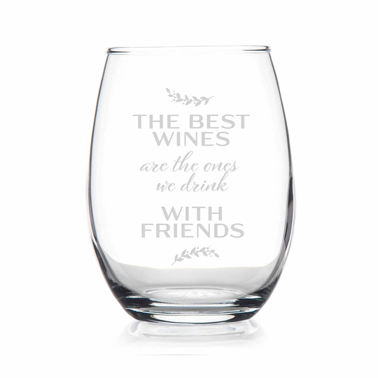 Best Wines Are With Friends Stemless Wine Glass - Friend Gift, Glass
