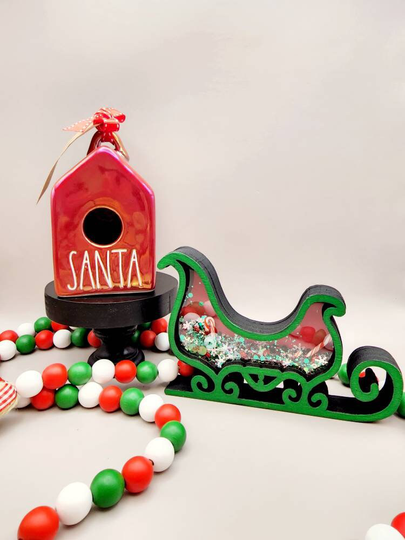Christmas Sleigh Shaker Sign, Tray Decor, Shaker, Santa's Sleigh, Tiered Sign