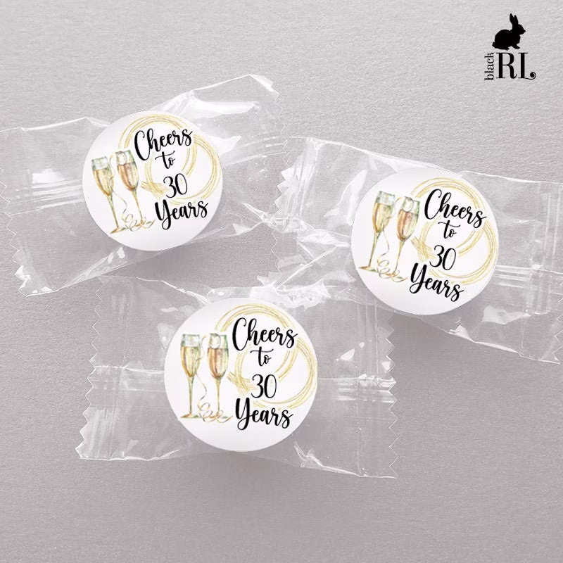 Printed 1 Inch Round Custom Stickers For Wedding Favors, Anniversary Party, Bacheloretty & More/Champagne Glasses Ch21