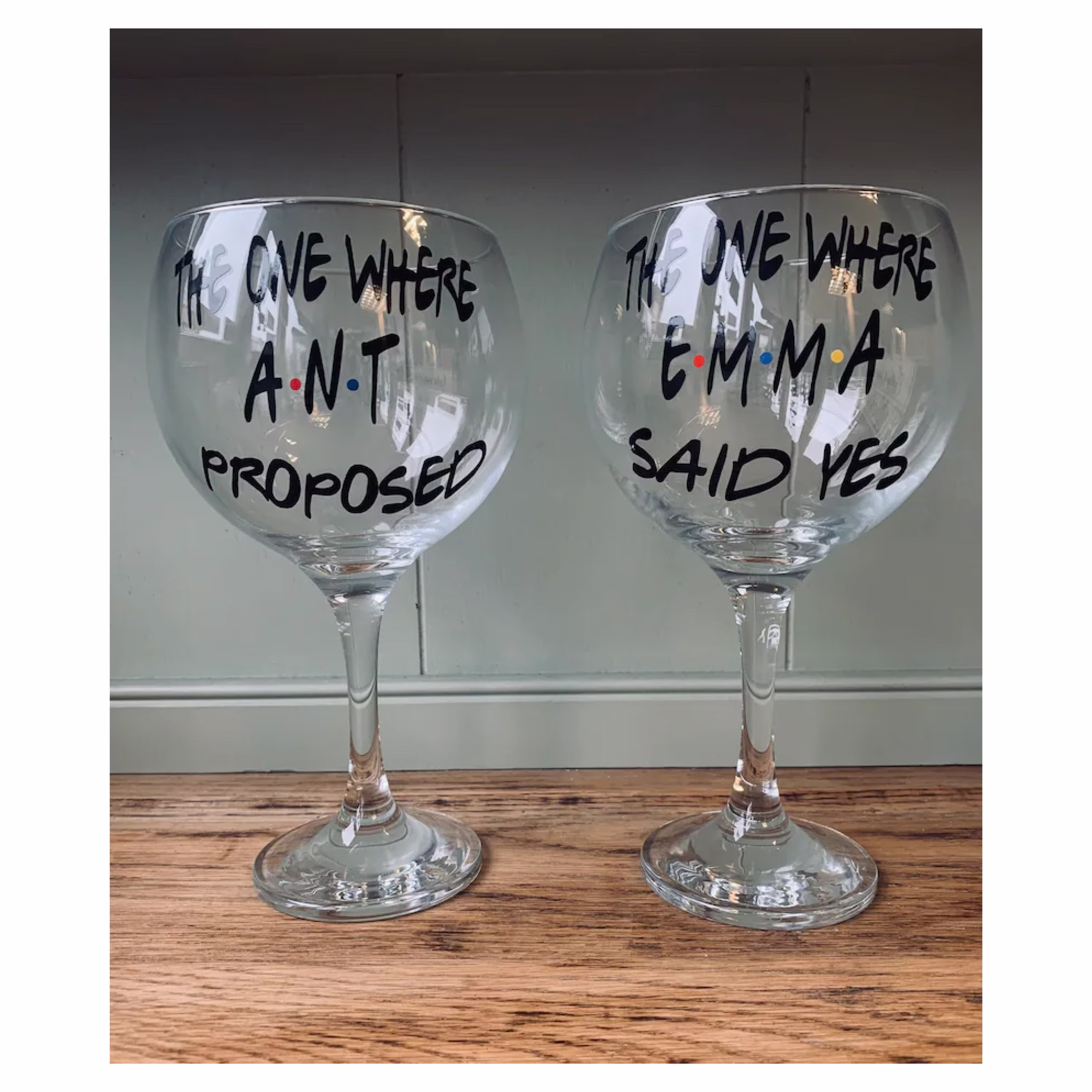 Set Of Two Personalised The One Where Glasses. Engagement Gift