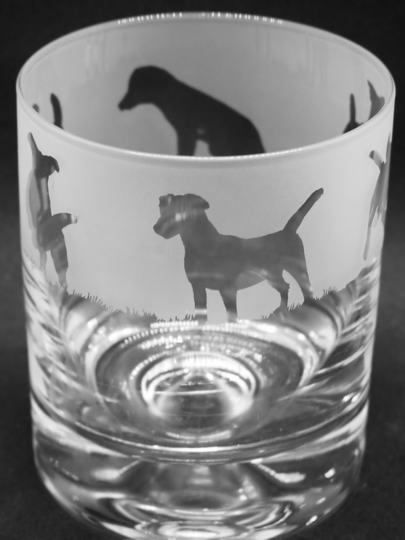 30Cl Glass Whisky Tumbler With Jack Russell Terrier Frieze Design