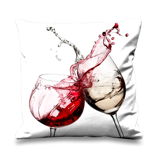 2 Wine Glasses Clinking Faux Silk 45cm X Sofa Cushion - Kitchen Glass
