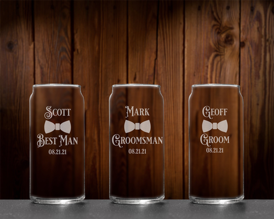 Personalized Beer Can Glasses, Custom Etched Pint Glasses , Wedding Party Groomsman Gifts, Gifts For Best Man