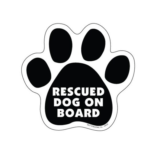 Rescued Dog On Board Cute Paw Print Rescue Magnet Car Fridge Locker Any Metal Surface Uv Resistant Made in Usa 5"x5