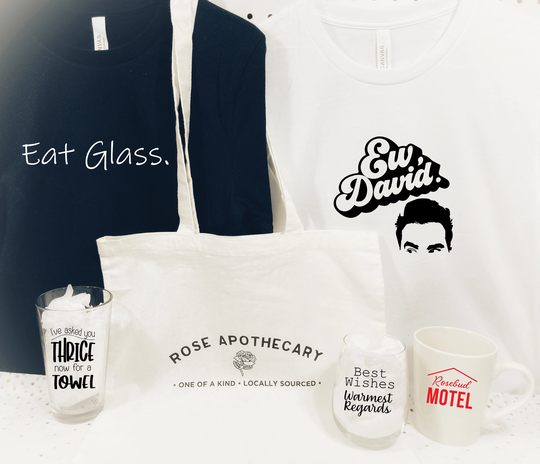 Schitt's Creek Gift Set // Wine Glass Mug Pint Glass Tshirt