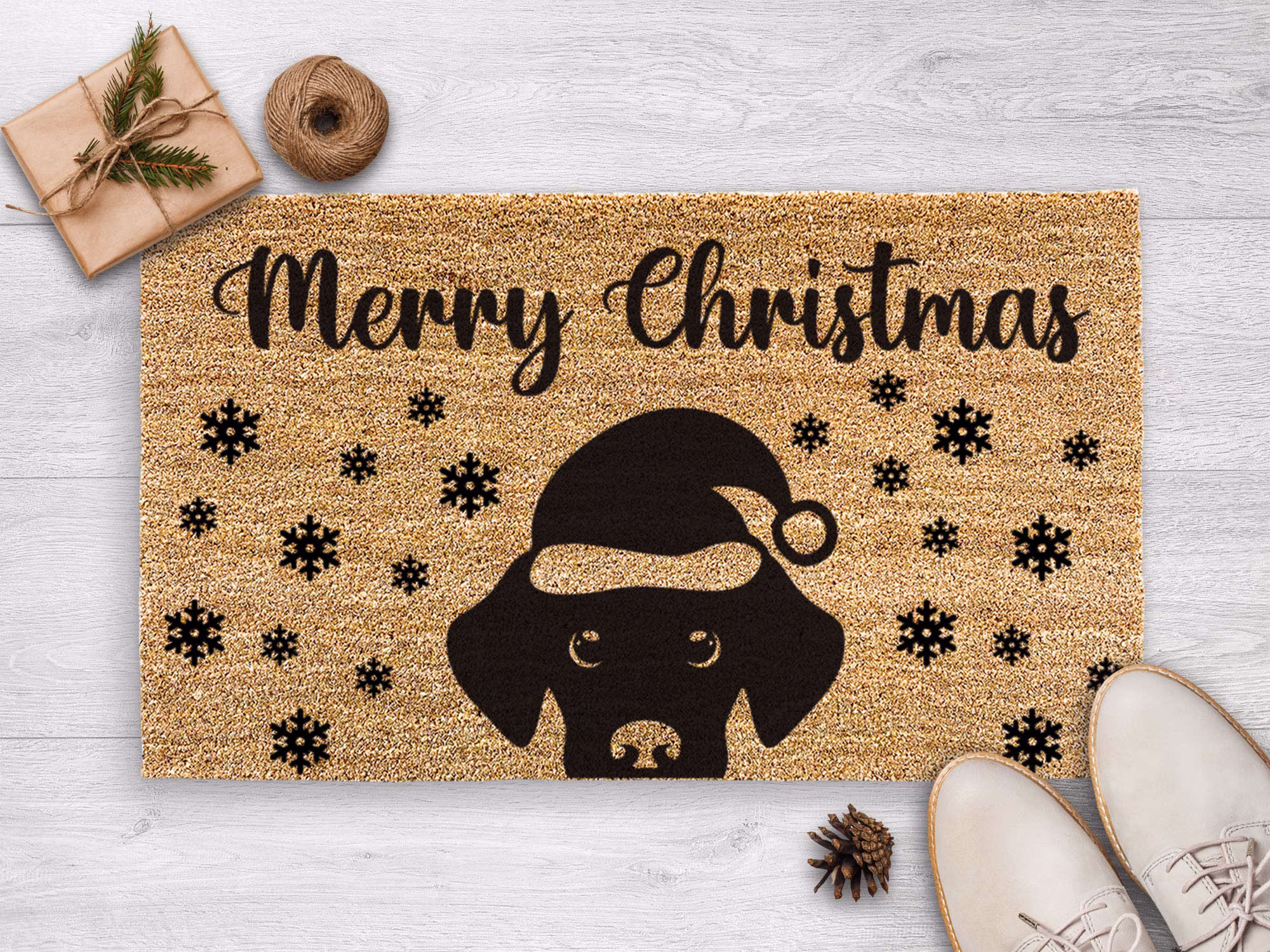 Black Labrador Doormat - Christmas Dog Gifts For Her Decor Welcome Mat