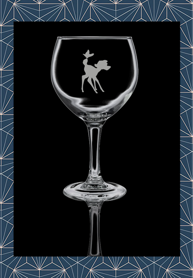 Bambi Deer Engraved Balloon Gin Glass. Beautiful Etched Personalised With Name. Design Won't Wear Off Like Vinyl.89