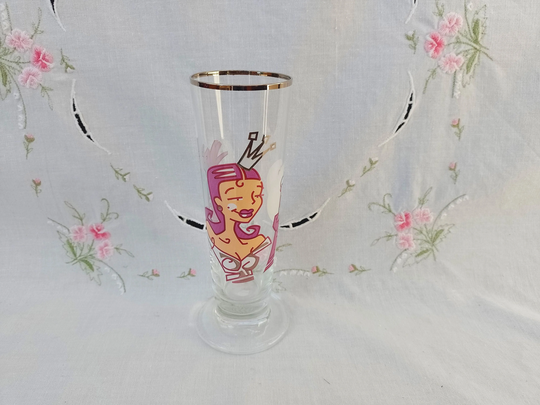 Vintage 1990S Ritzenhoff Pilsner Beer Glass Designer Matthias Bender Princess Frog Pop Art Tumbler Beaker Barware Retro Mancave Gift