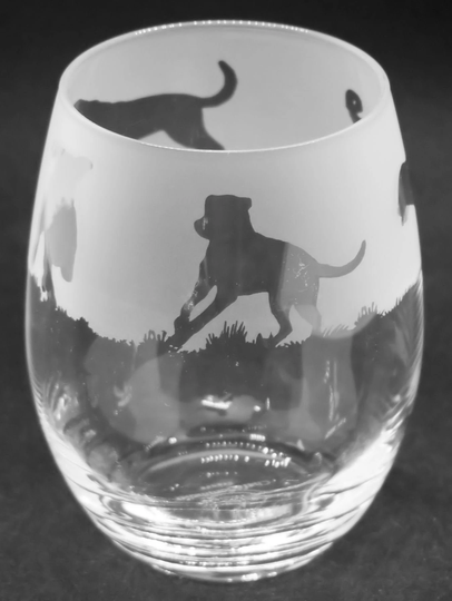 36Cl Stemless Wine/Water Glass With Rottweiler Dog Design