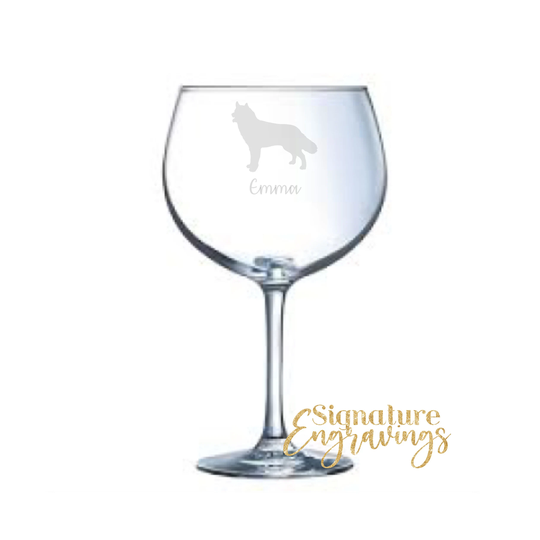 Personalised Alaskan Malamute Engraved Gin Glass, Gift, Dog Gift, Pint Glass