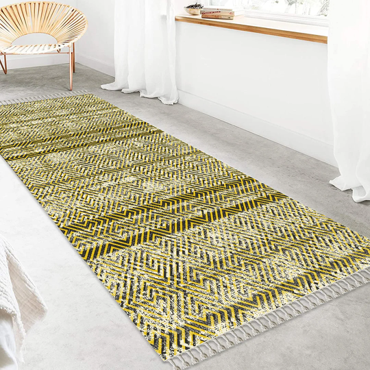 Nugent Flatweave Cotton Yellow/White Rug