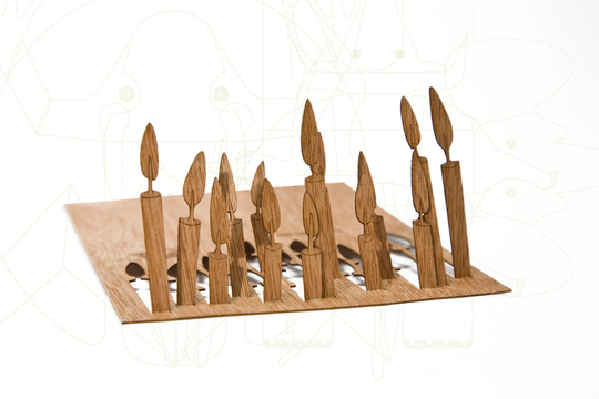 Wooden Postcard - Candles 3 Cards