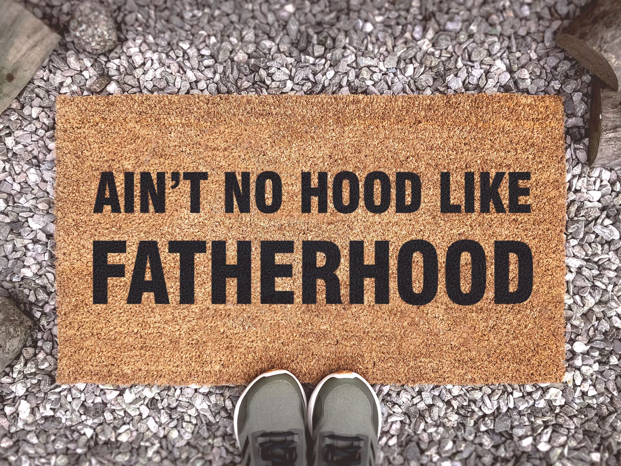 Fathers Day Gift - Ain't No Hood Like Fatherhood Mat Custom Coir Doormat Funny Quote Door Gifts For Dad Grandparents