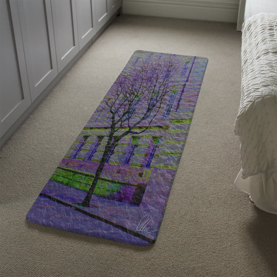 Machuca Lonely Tree Designer Shaggy Purple/Green/Black Rug
