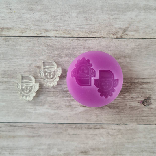 Resin Silicone Mold - 15mm Christmas Elf Stud Earrings Mold, Elves Resin Flexible Polymer Clay Supplies, Supplies