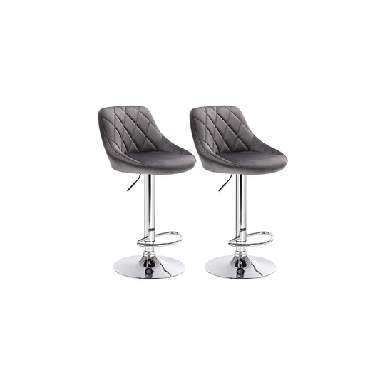 WOLTU Bar Stools Dark Grey Bar Chairs Breakfast Dining Stools for Kitchen Island Counter Bar Stools Set of 2 pcs Velvet Exterior/Adjustable Swive