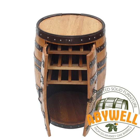Drink Cabinet_Double Doors_3 Racks | Handcrafted Solid Scotch Whisky Oak Barrel
