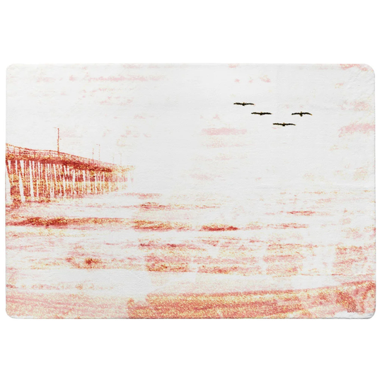 Turner Pier Designer Shaggy White/Orange Rug