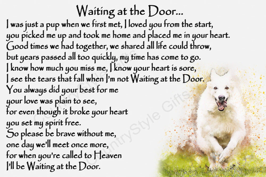 White German Shepherd Alsatian Dog Pet Memorial Rainbow Bridge Sympathy Keepsake Gift