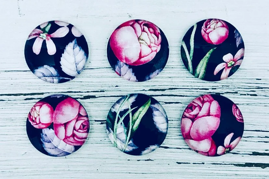 Peony Magnet Set, Floral Refrigerator Magnets, Flower Glass Cute Office Supplies, Magnets For Board, Fridge Goals