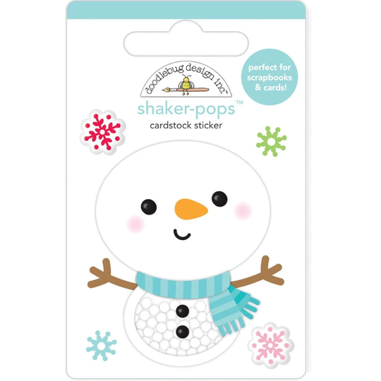 Snow Cute Shaker-Pops Cardstock Sticker, Doodlebug Design, Dimensional Kawaii Snowman Scrapbooking Cardmaking Supply
