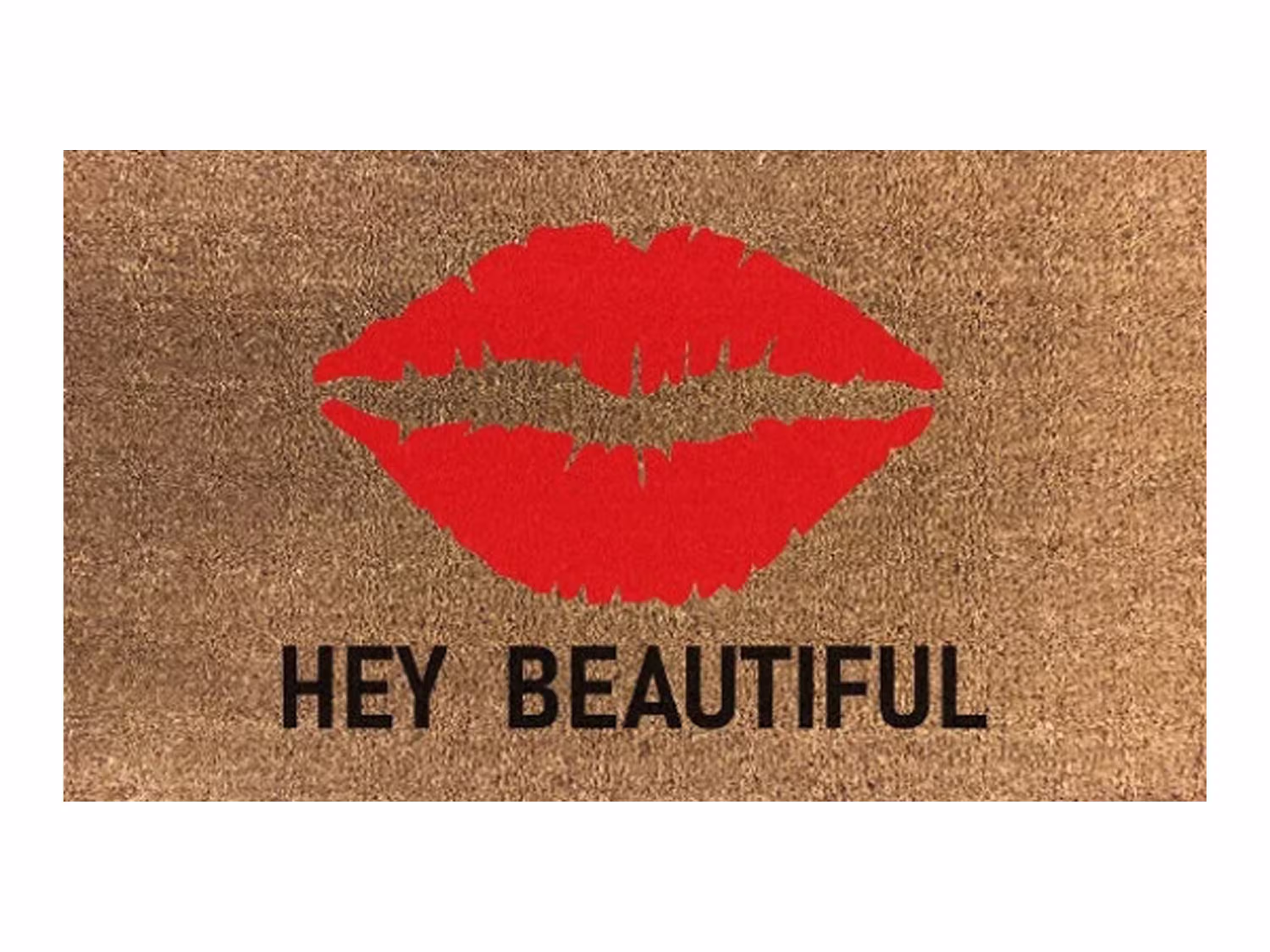 Hey Beautiful Red Lips 70 X 40cm Internal Coir Door Mat, Hand Made in The UK Artisan Kiss